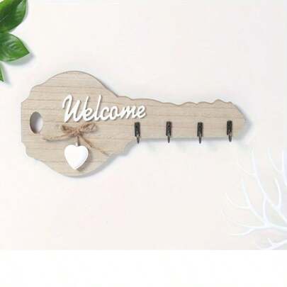 Crochets muraux de bienvenue en bois - Style contemporain, décoration murale facile à installer pour l'entrée, le couloir et les espaces de vie ; crochets muraux économes en espace en bois dur durable, finition rustique moderne, porte-manteau et organisateur polyvalent pour cartes, clés, sacs, chapeaux et accessoires quotidiens ; matériel minimal requis, montage sécurisé, organisation domestique nette et élégante dans les intérieurs modernes