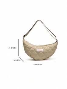 Túi đeo chéo hình lưỡi liềm thêu chữ dành cho nữ, kiểu dáng thường ngày. - trắng - Xem 4