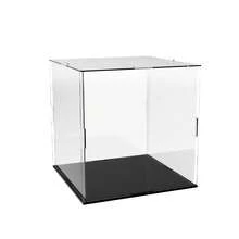 1 pieza Vitrina de acrílico transparente, montaje DIY, disponible en varios tamaños, adecuada para modelos, bloques de construcción, manualidades, exhibición de recuerdos y protección contra el polvo, decoración del hogar - Placa base de PVC negro de 5 mm. - Ver 11