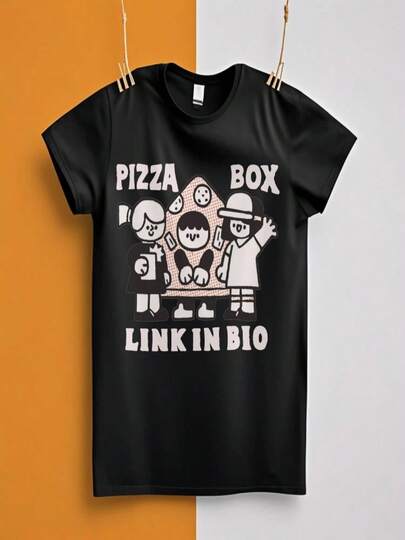 Women's T-Shirt Short Sleeve Round Neck Pizza Box Graphic Tee  2023 Fast Shipping