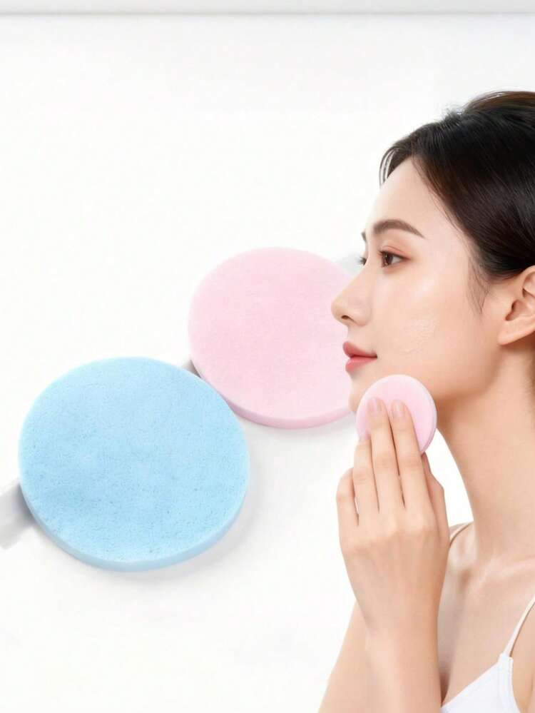 100pcs Round Compressed Facial Cleansing Sponges, Wood Pulp Fiber Expandable, Face Cleaning Makeup Puff, Suitable As Valentine's Day Gift For Girlfriend, One-Time Use Thickened Facial Cleansing Sponge - One Size Fits All - View 8