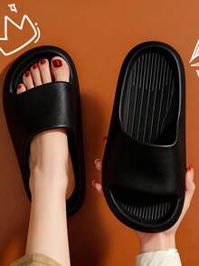 Beach Casual Minimalist Ins Style, Fashion Summer New Fashionable EVA Slippers, High-End Comfortable Couples Slippers, Lightweight Soft Non-Slip Sandals, House Bathroom Shower Slides - Black - View 1