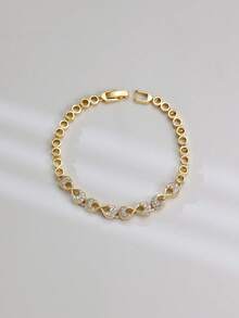 1pc 14K Gold Hollow-Out Elegant Infinity Symbol Bracelets ORO Laminado Suitable Unisex Combine Well With Any Outfit - Gold - View 5