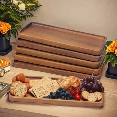 1pc Rosewood Serving Tray, Cold Cut Cheese Board, Platter For Appetizers, Desserts, Fruits, Bread, Vegetables, Home Use (Rosewood)
