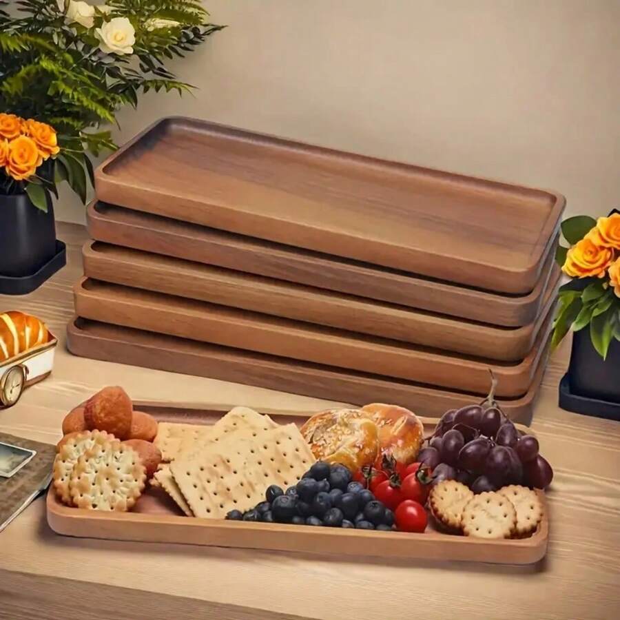 1pc Rosewood Serving Tray, Cold Cut Cheese Board, Platter For Appetizers, Desserts, Fruits, Bread, Vegetables, Home Use (Rosewood) - Acacia Wood Pallet - View 1