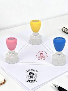 定制印章，个性化卡通人物印章，可印制个性化文字，教师节礼物 - 彩色 - 查看 4