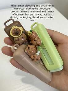 3/6pcs Cute Capybara Series Push-Pull Erasers, Random Styles, High-Quality Fashion Design, Clean Wiping, No Flaking, Soft Art Supplies, Holiday Party Favors - Sets - View 9