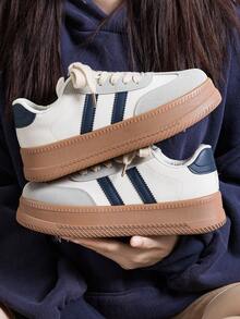 Alan Vincent 厚底休闲鞋 - 新款米色女士休闲鞋，厚底运动鞋，女士日常百搭乐福鞋，舒适时尚 - 米色 - 查看 6