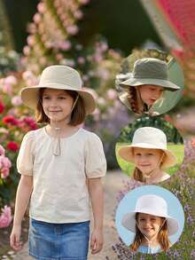 1-3Y3-6Y6-10Y Kids' Bucket Hat Summer Outdoor Sun Protection UV-Blocking Mesh Breathable Quick-Dry Sun Hat Beach Hat - 1PC - View 3