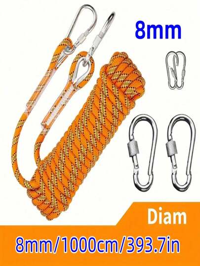 Cuerda trenzada naranja, cuerda de pesca para exteriores, línea de amarre de nailon para uso comercial, ancla, cuerda de tender la ropa, ancla de barco, DIY, arrastre, carga, atadura, cuerda de remolque, cuerda de escalada, cuerda de con hebilla