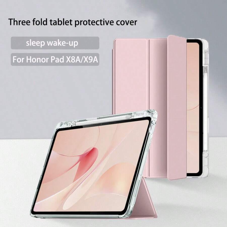 Triple Fold Tablet Protective Cover, Compatible With Honor Pad X8a, X9a, Tab M11, Pad 2 11", Matepad SE 11 2024, Matepad 11.5S. Features Intelligent Sleep/Wake, Anti-Fall Protection, Matte TPU Case With Pen Slot