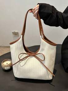 Elegant And Fashionable Handbag, Bowknot Decor Shoulder Bag For Women, Suitable For Commuting And Daily Use Valentines, Fashionable Bow Purse For Women, Cute Bow Bag For Women , Kawaii SX8R - 棕色 - 查看 5