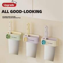 Multifunctional Kitchen Knife Holder & Sharpener | All-In-One Design | Wall Mount & Countertop Dual-Use Storage Rack | Tidy Organization Essential - Multicolor - View 3