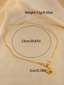 24K金花卉吊坠项链，50厘米波浪链，高品质奢华珠宝配饰，沙特国庆节礼物 - 金黃色 - 查看 6