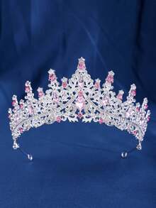 1pc Luxurious Purple Red Semicircular Crown Diamond Jewelry Wedding Beautiful Bride Party Ladies Crown Royal Tiaras - Multicolor - View 20