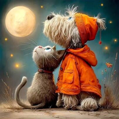 1pc [30*30cm/11.8*11.8in][40*40cm/15.7*15.7in]5D Acrylic Diamond Painting Kit, Cartoon Puppy Pattern, Suitable For Adult Beginners DIY Mosaic Diamond Art, Full Drill Handmade DIY Diamond Painting, Applicable For Living Room, Bedroom, Office Wall Decor Painting, Surprise Art Home Decor Gift For Family And Friends