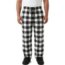 Pantalones casuales para hombre de Franela para dormir con bolsillos, Pantalones estampados a cuadros, ropa de casa cómoda Pantalones de pijama - Blanco - Ver 3