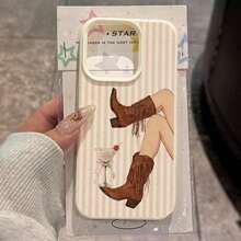 1 pieza Funda de teléfono suave de TPU con patrón de rayas estilo vaquero retro compatible con iPhone 17 Pro Max/17/16 Pro Max/15/13/12/11, S20 FE/A15/S24/A55, Note 11/12/13 Pro, protección de Body completo a prueba de golpes - Blanco 15 - Ver 2