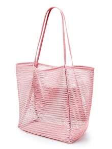 1 chiếc túi tote lưới gấp gọn, túi đeo vai nữ, túi du lịch mùa hè, đáy chống thấm nước, có ngăn lớn bên trong, túi đeo vai dệt. - Nhiều màu - Xem 14