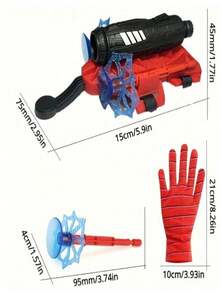 1 Set de Guantes para Lanzar Telarañas - Juego Divertido de Superhéroe Rojo y Azul, Juguete Interactivo para Fiestas, Material ABS, Idea de Regalo Perfecta para Halloween y Navidad, Juguetes para Niños - Multicolor - Ver 3