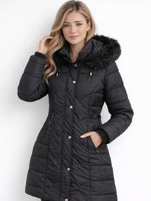 WOMEN'S DOUBLE-SIDED N YLON SUPER WARM WATERPROOF OVERCOAT PARK - Black - View 1