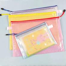 10pcs Transparent A5 File Bags, Office Supplies Grid Zipper Bags, Stationery Wholesale, PVC Waterproof Portable Document Bags - Sets - View 2
