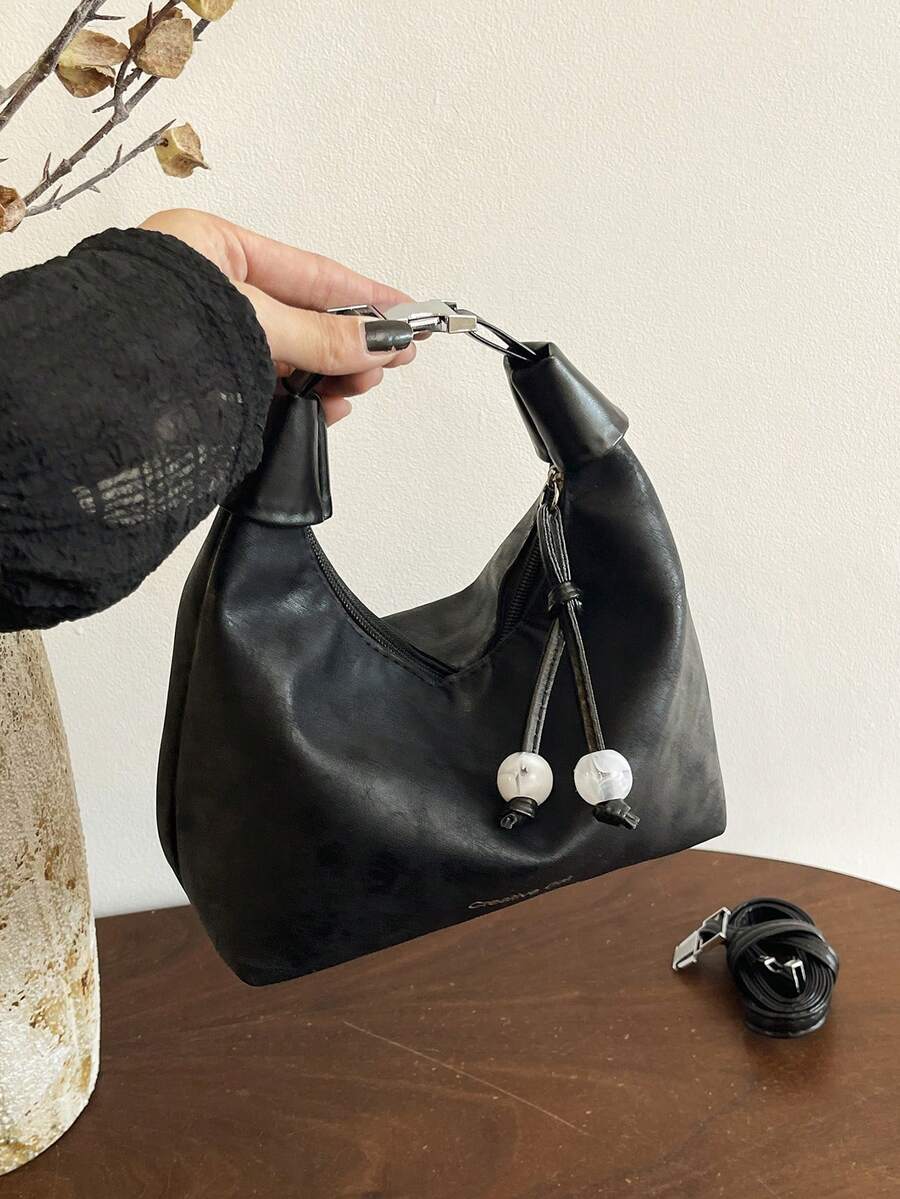 2026新款露背手提包，通勤小号单肩斜挎包，女士优雅设计 - 黑色 - 查看 1