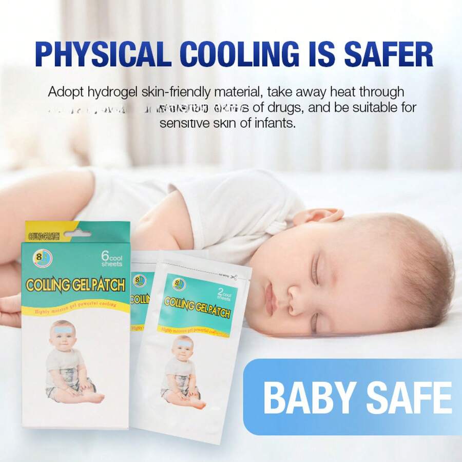 Compresa de gel fría para niños con fiebre, almohadilla de enfriamiento física en una bolsa. - Paquete de 6 piezas - Ver 1