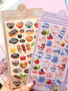 3D Cute Japanese Food & Dog Themed Crystal Stickers, Shiny Jelly Resin Decals For Phone Case Notebook DIY, Gifts For Stationery Lovers.Home And Room Decoration, Party Decoration, Birthday Gifts, Various Festival Gifts Selection, Fashionable. - Multicolor - View 3