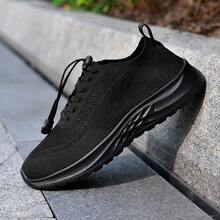 女士网面套脚健步鞋，透气轻便休闲运动鞋，带可调节绑带，黑色 - 820黑色 - 查看 11