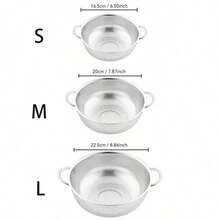 Bộ 3 rổ lọc đa năng bằng thép không gỉ - Rổ lưới dày và bền với tay cầm kép, thích hợp để ráo nước và rửa trái cây và rau củ. - Bạc - Xem 4