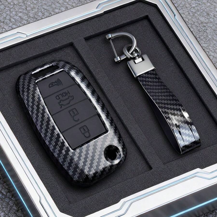 Custodia in fibra di carbonio ABS per chiave di Kia K2 Rio Sorento K4 Cerato Forte Picanto Stonic Carnival Soul K3 K5 Sportage R Optima Telluride Seltos Ceed - 3 pulsanti - Visualizzare 1
