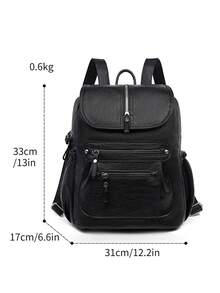 Women's Functional Backpack Suitable For Daily Commute And Travel - Black - View 6