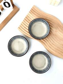 Cabin Kangaroo 1pc/2pcs/4pcs Blue & White Striped Ceramic Small Plate, Household Sauce Dish, Dessert Plate, Photography Prop - Multicolor - View 1