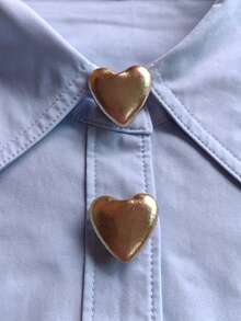 1pc/2pcs Elegant Heart-Shaped Geometric Button Decor, Shirt Button Cover Clip-On Button Decor, Fashionable Crystal Cufflink Decor, Suitable For Tuxedo And Wedding Dress Decoration - Multicolor - View 1