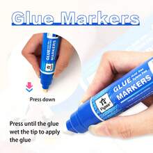 Planner Glue Pen Set, Liquid-Type Soft Tip, 5 Colors, 4 Nib Styles (1.0mm Round / 3-6mm Rotary / 8.5mm Oblique / 10mm Flat), Back To School - Multicolor - View 7