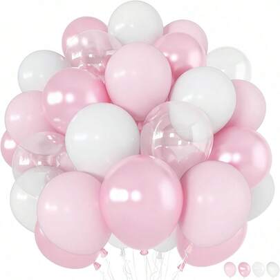 Bộ 50/24 quả bóng bay cao su màu trắng ngọc trai, trắng, tím nhạt kích thước 10 inch, thích hợp trang trí lễ đính hôn, kỷ niệm, đám cưới, nhà cửa, tiệc tùng, sinh nhật, tiệc độc thân, quán bar ngoài trời, trang trí cho cả nam và nữ.