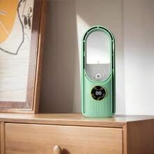 Ventilador de Torre Sin Aspas, Portátil, Modelo de Escritorio con Humidificador y Luz LED, Para Dormitorio, Oficina, Taller, Salon, Motor de 6 Velocidades, Potente y Silencioso - Verde - Ver 7