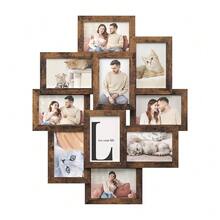 4x6 Collage Picture Frames For Wall Decor, 10 Pack Family Photo Collage Frame Set For Gallery, Glass Front, Assembly Required, Rustic Brown URPF020X02 - RusticBrown10Pack - View 1