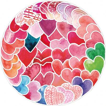 50pcs New Valentine's Day Heart Doodle Stickers, Creative Holiday Stickers For Water Bottles, Laptops, Decorations Scrapbook Supplies Stationery Funny Stickers Kindle
