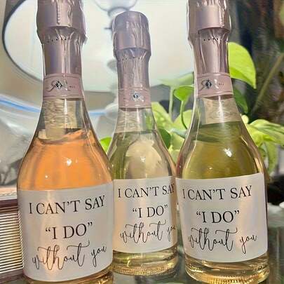 6pcs/Set Bridesmaid Wine Labels: "I Invite You To Be My Bridesmaid, Don't Say I Didn't Invite You" - Mini Champagne Gift Set, Wedding Accessories, Bridesmaid Gifts, Funny Design, Elegant Packaging, High-Quality Paper, Premium Craftsmanship, Wedding Party Favors