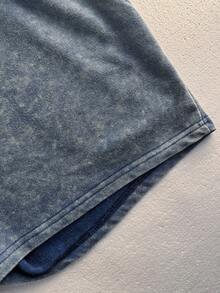 ZZG Es Trus Cotton 夏季女装趣味涂鸦红唇字母印花嘻哈街头风韩版复古时尚通勤 Y2K 风格套装，常规款小众朋克水洗牛仔蓝圆领短袖 T 恤和短裤两件套，优雅 - 藏蓝色 - 查看 6