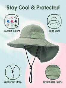 1顶儿童宽檐遮阳帽，男女童夏季防晒帽，2-12岁防水速干便携沙滩帽 - 彩色 - 查看 8