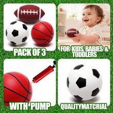 3pcs Sports Ball Toy Set, Including Mini Basketball, Soccer Ball, Rugby Ball, Suitable For Indoor & Outdoor Play, Sports & Leisure Games - Multicolor - View 9