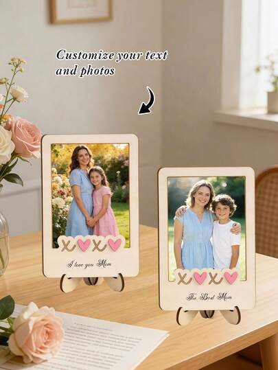 Customize 1 Wooden Mother Memorial Photo Frame With Personalized Text And Photos. Perfect For Mother's Day Photo Frame Decorations, Housewarming Gifts, Or As An Ideal Mother's Day Present-A Personalized Gift For Her/Them.