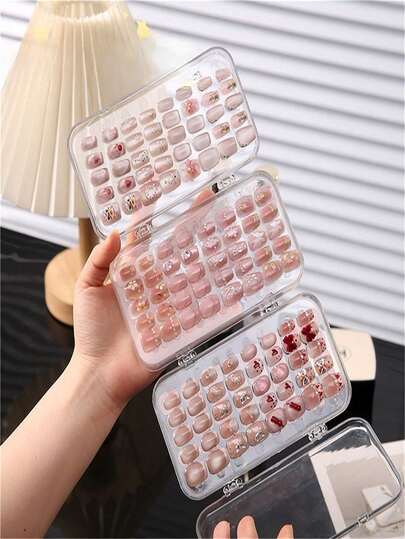 1pc Portable Nail Plate Storage Box, Foldable Transparent Dust-Proof Nail Art Display & Collection Case, Large Capacity