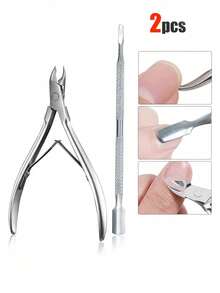 8/6/5/4/3/2/1 Pieza Juego de herramientas para el cuidado de uñas, cortaúñas, cortaúñas de acero inoxidable, recortador de uñas, removedor de cutículas, kit de pedicura - Plateado - Ver 15