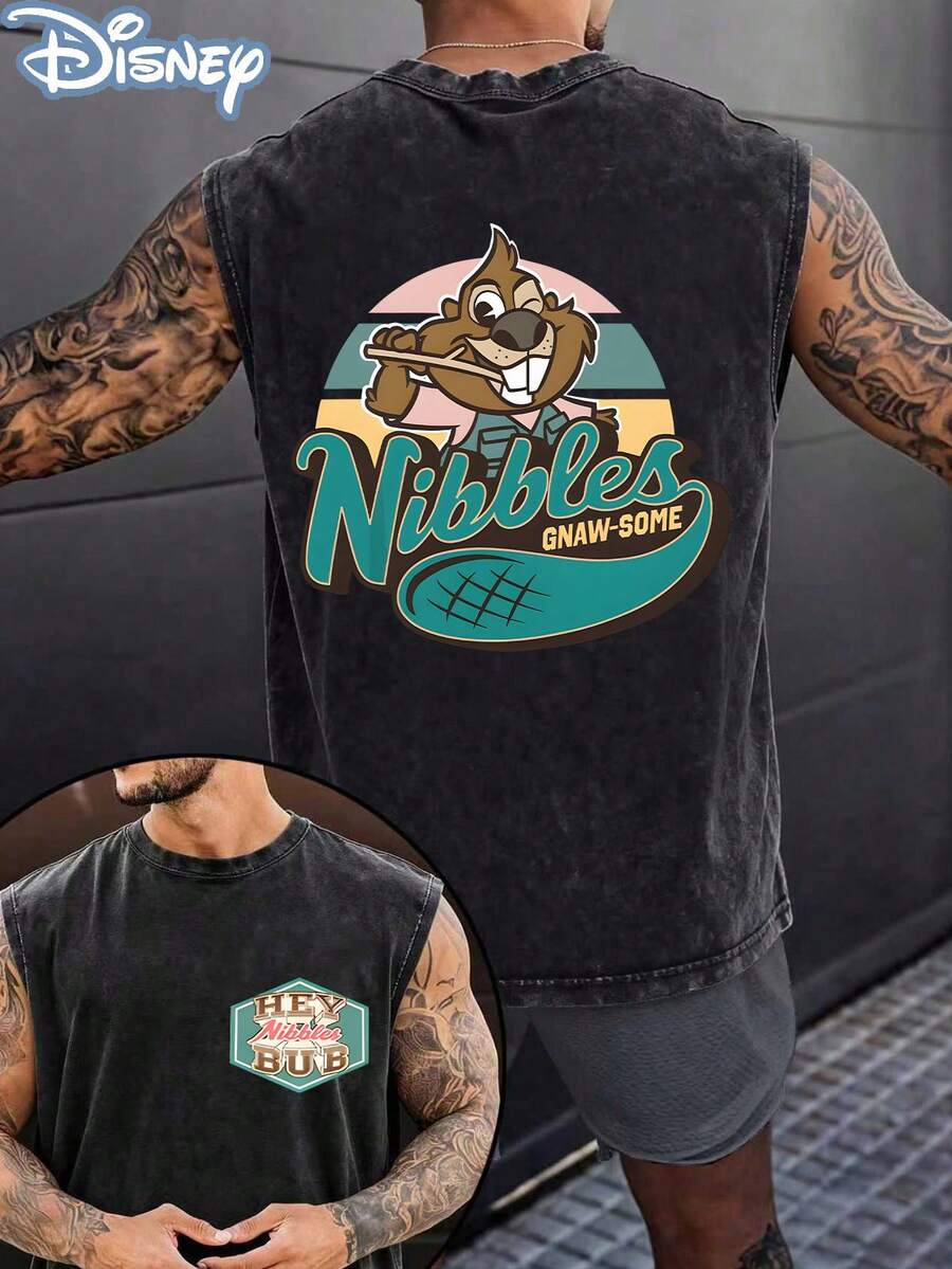 Disney Official Licensed Zootopia Nibbles Gnaw-Some Vintage Washed 230g Tank Top Unisex - màu đen - Xem 1
