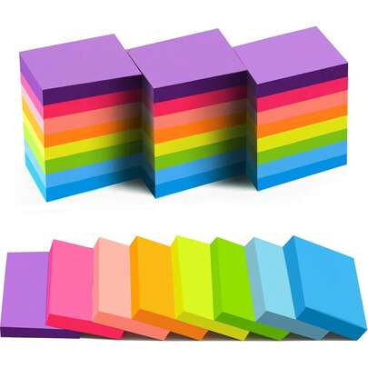 (8 blocs/24 blocs) Notas adhesivas de 1.5x2 pulgadas, 8 colores, notas autoadhesivas brillantes y coloridas para oficina, hogar, escuela, reuniones, 100 hojas/bloc