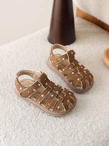1 Pair Polka Dot Summer Toddler Shoes, Girls Closed Toe Sandals, Baby Princess Beach Shoes - Khaki - View 2